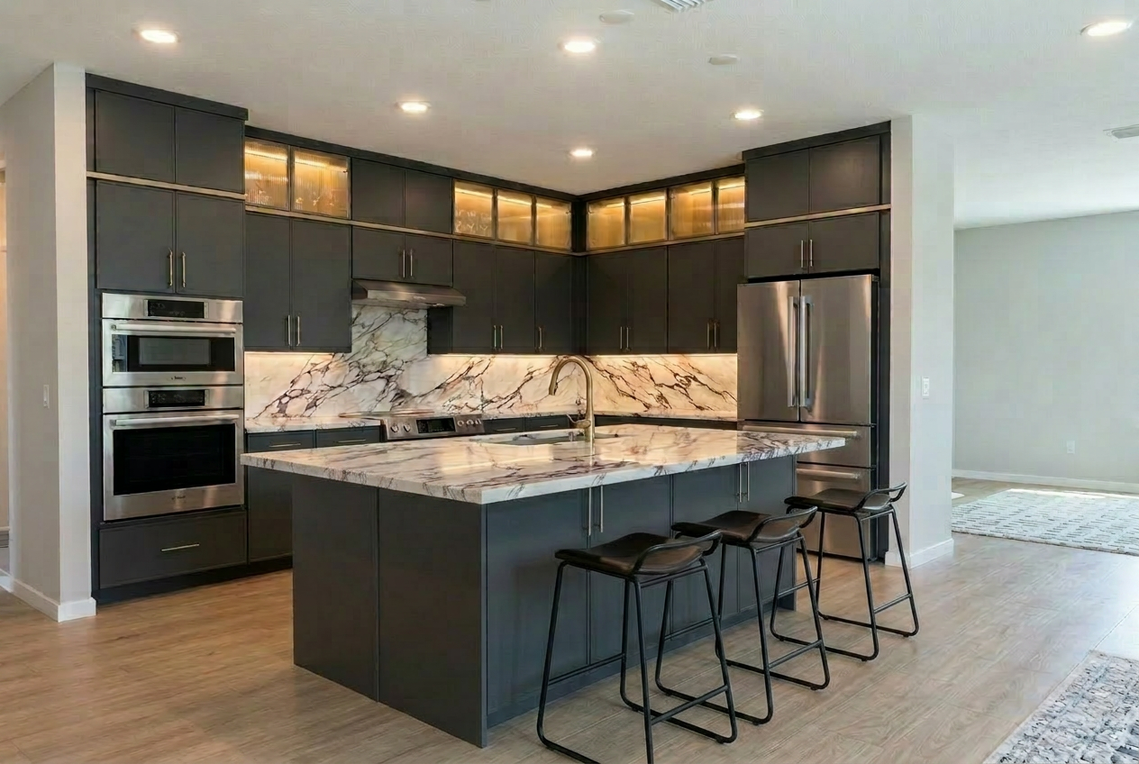 Modern Charcoal Slab Kitchen